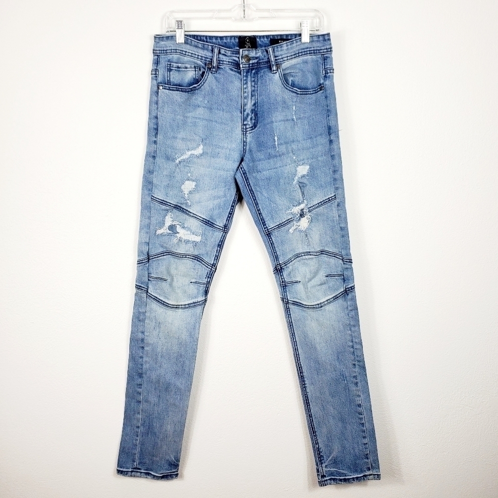 91 COTTON ON SLIM LEG LIGHT WASH JEANS